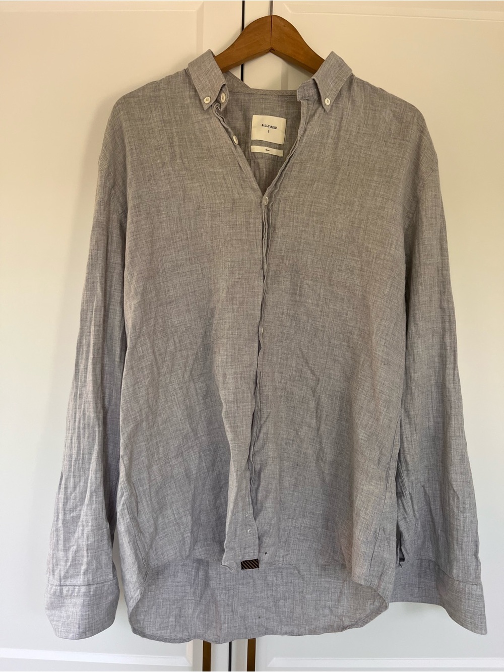 Billy Reid Light Gray Soft Cotton Button-Down Shirt